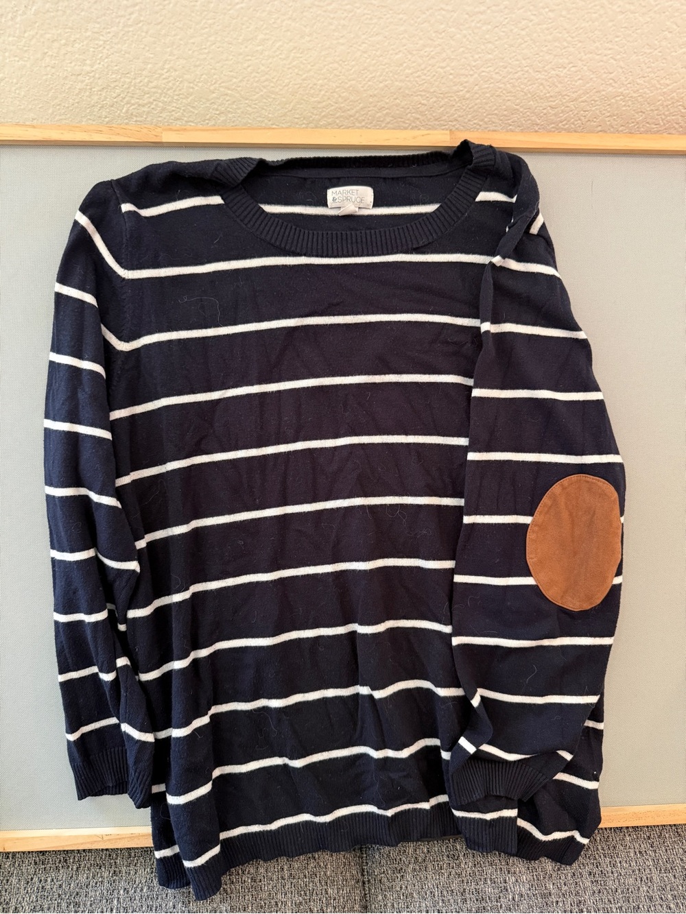Market & Spruce Navy and White Striped Knit Top